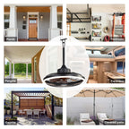 HW2001-BellaDepot 20" Compact Outdoor Caged Ceiling Fan with Remote Control, Waterproof Fan with LED Lights