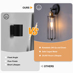 1 - Light Black Industrial Wall Sconces with Adjustable Angle, Modern Wall Light for Hallway