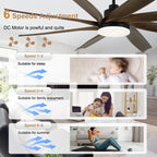 72 Inch Modern Ceiling Fan with LED Light and Remote Control, 6 Speed Reversible DC Motor Large Room Ceiling Fan for Living Room