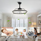 24 Inch Black/Gold/White/Coffee Modern Smart LED Ceiling Fan with Light and Remote, 6 Speeds DC Motor Fandelier Ceiling Fan