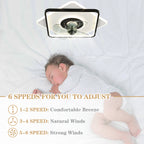19 Inch Square Modern Smart Low Profile Ceiling Fan with LED Light, 6 Speeds DC Motor Flush Mount Ceiling Fan for Bedroom