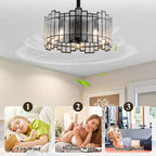 BD1901-BellaDepot 18.5" Modern Water Ripple Glass Reversible Ceiling Fan with Remote and 5 Lights