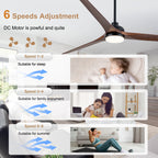 72 Inch Modern Farmhouse Extra Large Ceiling Fan with Dimmable LED Light and Remote, 6 Speeds DC Motor Reversible Ceiling Fan for Large Room