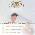 20 Inch Gold/Brown Irregular Flush Mount Ceiling Fan with LED Light and Remote, 6 Speeds DC Motor Reversible Bladeless Ceiling Fan
