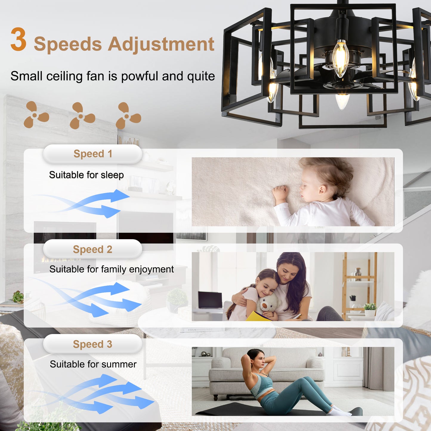DC2029-19.69" Classic Reversible Ceiling Fan with Remote and 4 Lights, DC Motor 6 Speeds Ceiling Fan