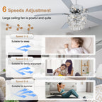 BD2064-BellaDepot 52" Silver Finish Deluxe Crystal Reversible Ceiling Fan with 3 Lights and Remote