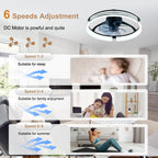 20 Inch Modern Flush Mount Ceiling Fan with LED Light Kit & Remote Control, 6 Speed DC Motor Reversible Ceiling Fan