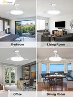 Modern 42 Inch Retractable Ceiling Fan with Light Dimmable LED Light and Quiet DC Motor Ceiling Fan Smart Control Ceiling Fan with Light Suit for Living Room, Bedroom and Kitchen
