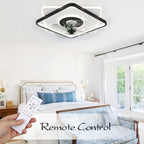 19 Inch Square Modern Smart Low Profile Ceiling Fan with LED Light, 6 Speeds DC Motor Flush Mount Ceiling Fan for Bedroom