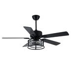 BD2067-BellaDepot 52" Luxury Crystal Caged Reversible Ceiling Fan with Remote and 3 Lights, DC Motor Ceiling Fan