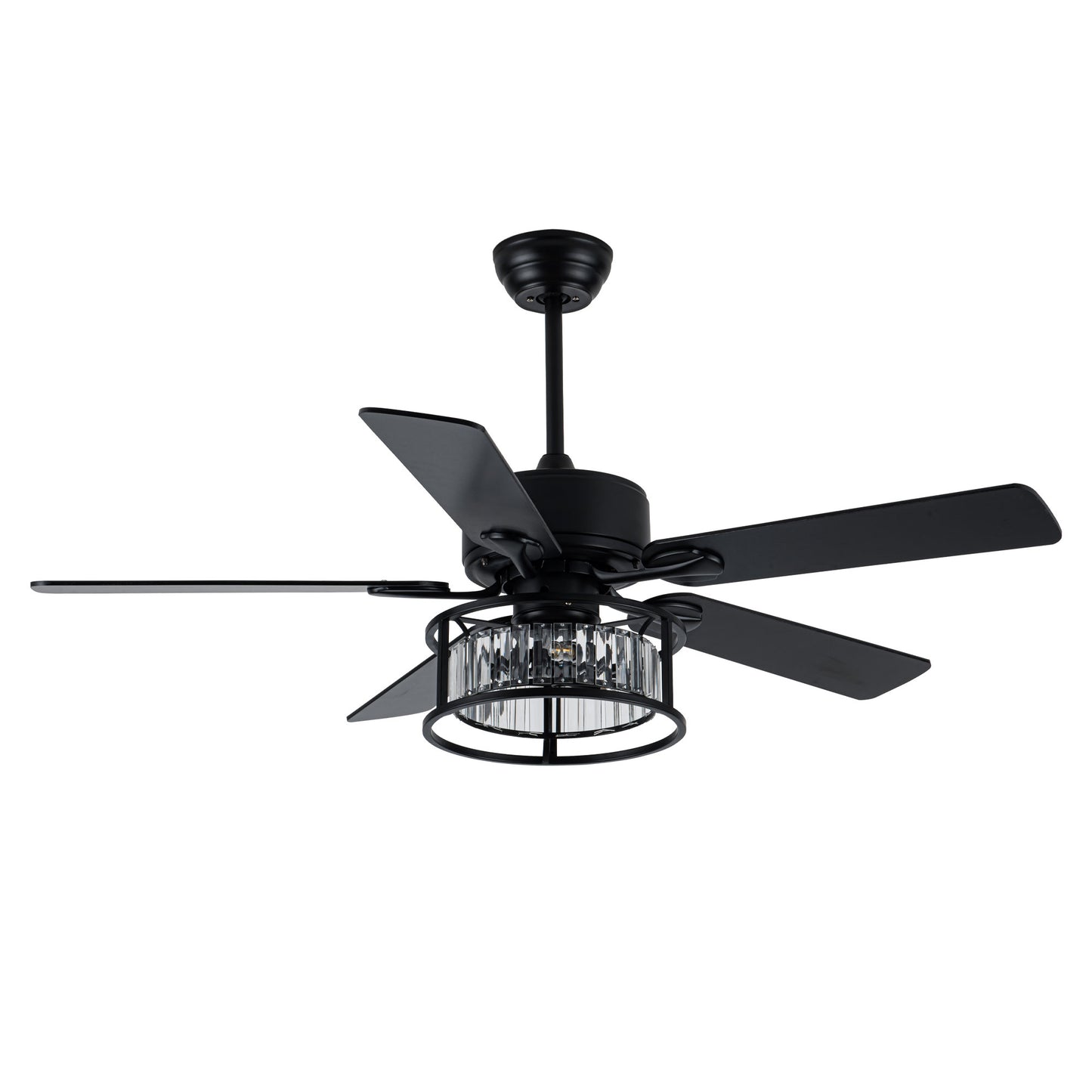 BD2067-52 Inch Luxury Crystal Caged Reversible Black Color Ceiling Fan with Remote and Lights DC Motor 6 Speeds