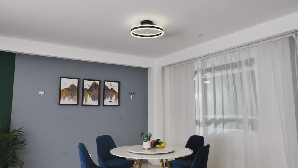 20 Inch Modern Smart Flush Mount Ceiling Fan with Dimmable LED Light and Remote, 6 Speeds DC Motor Reversible Bladeless Celing Fan for Bedroom