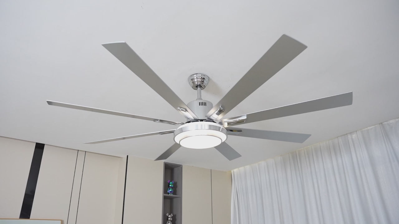 DC7206-BellaDepot 72" Black/Silver/Gold Finish Modern Urban Wood Reversible Ceiling Fan with Remote and LED Light Kit Included, Large Size Ceiling Fan