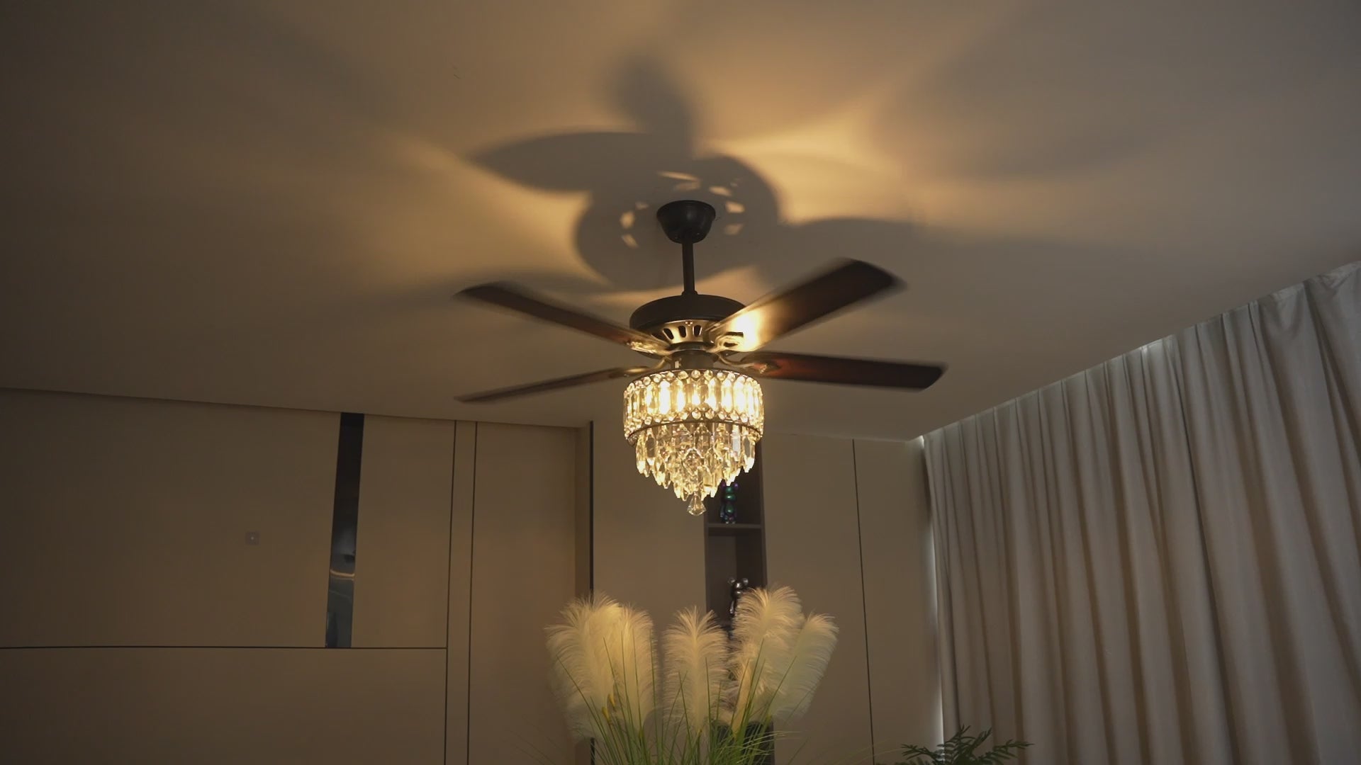 52" BellaDepot Luxury Crystal Ceiling Fan with Light & Remote - Black/Chrome Reversible DC Motor, 6 Speeds, Timer, Quiet Fandelier