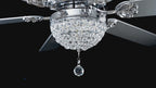 65 Inch Black/Chrome Modern Glam Crystal Ceiling Fan with Dimmable LED Light and Remote, 6 Speeds DC Motor Ceiling Fan with Crystals