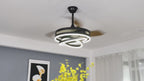 42 Inch Modern Smart Retractable Ceiling Fan with LED Light and Remote, 6 Speeds DC Motor Bladeless Ceiling Fan with DIY Shade