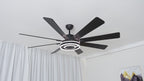 72 Inch Black/Gold/Chrome 8-Blade Modern Extra Large Ceiling Fan with LED Light and Remote, 6 Speeds DC Motor Reversible Ceiling Fan