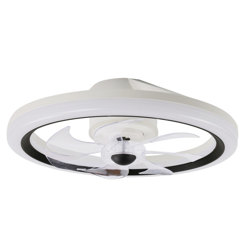 19 Inch Modern Flush Mount Ceiling Fan with LED Light and Remote, 6 Speeds DC Motor Reversible Bladeless Ceiling Fan for Bedroom