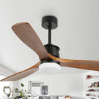 DC5210-BellaDepot 52" 3 Wooden Blades Ceiling Fan with Remote and LED Light Kit Included, 6-speed Reversible Ceiling Fan