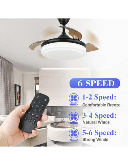 42 in. LED Indoor Reversible Bladeless Ceiling Fan Starry Light with Remote and Light