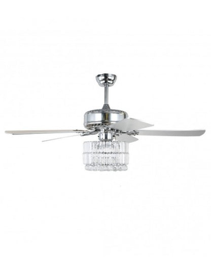 52" Chrome Crystal Ceiling Fan with Remote Contrl and 5 Reversible Blades