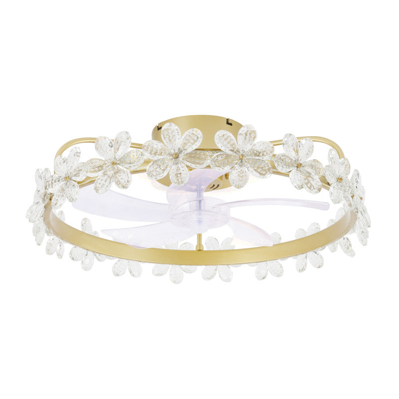 DC2202-BellaDepot 20.6" Crystal Flower Low Profile Reversible Ceiling Fan with LED Light Kit Included and Remote