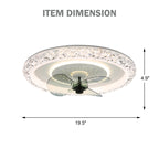 DC2007-BellaDepot 19.5" Crystal Flush Mount Reversible Ceiling Fan with LED Light Kit Included and Remote