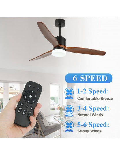 52 In. Classic Wood Ceiling Fan with LED Light Kit and Remote Control