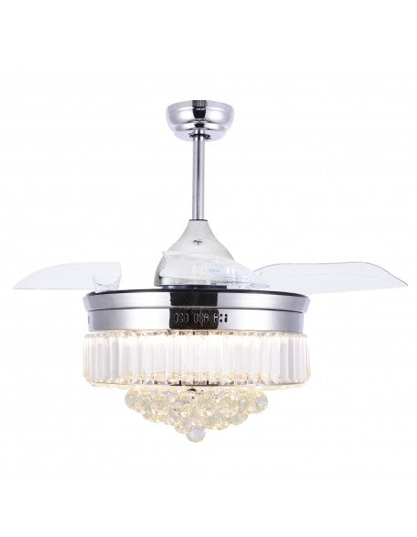 Bella Depot 42" Crystal Chandelier Ceiling Fan with LED Light and Remote