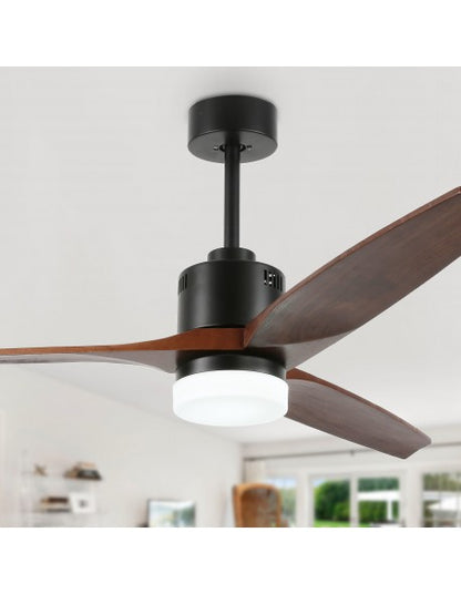 DC5208-52" Popular Large Wooden Reversible Ceiling Fan with Remote and LED Light Kit, DC Motor, 3 Blades