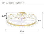 DC2202-BellaDepot 20.6" Crystal Flower Low Profile Reversible Ceiling Fan with LED Light Kit Included and Remote