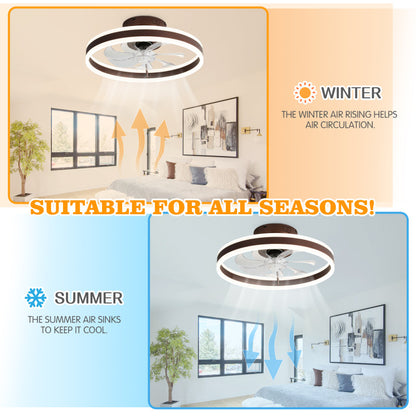 20 in. Modern Indoor Integrated Dimmable LED Ceiling Fan with Light and Smart Remote App Flush Mount Ceiling Fans