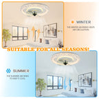 DC2007-BellaDepot 19.5" Crystal Flush Mount Reversible Ceiling Fan with LED Light Kit Included and Remote