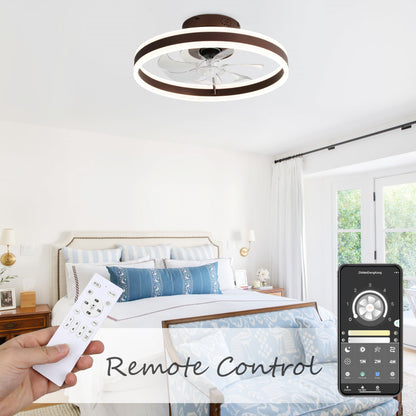 20 in. Modern Indoor Integrated Dimmable LED Ceiling Fan with Light and Smart Remote App Flush Mount Ceiling Fans
