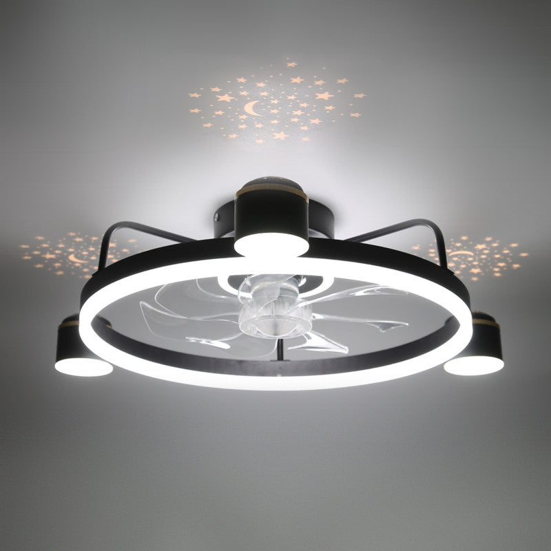 28 Inch Modern Black/Gold Smart Flush Mount Ceiling Fan with Dimmable LED Light and Remote, 6 Speeds DC Motor Low Profile Ceiling Fan