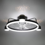 28 Inch Modern Black/Gold Smart Flush Mount Ceiling Fan with Dimmable LED Light and Remote, 6 Speeds DC Motor Low Profile Ceiling Fan