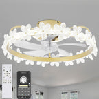 DC2202-BellaDepot 20.6" Crystal Flower Low Profile Reversible Ceiling Fan with LED Light Kit Included and Remote