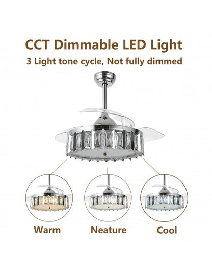 42 in. LED Retractable Chandelier Ceiling Fan with LED Light and Remote