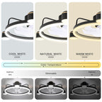 28 Inch Modern Black/Gold Smart Flush Mount Ceiling Fan with Dimmable LED Light and Remote, 6 Speeds DC Motor Low Profile Ceiling Fan