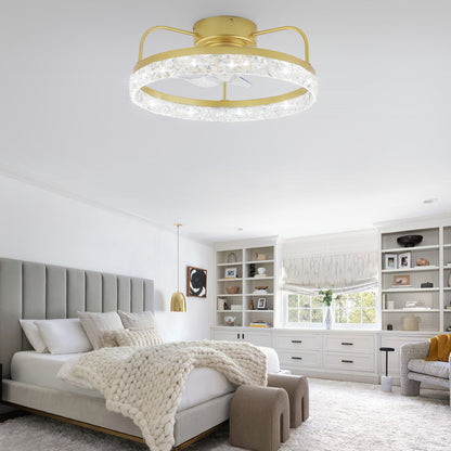 Indoor Low Profile DC Motor Gold Ceiling Fan with Dimmable Lights and Smart App Remote Control