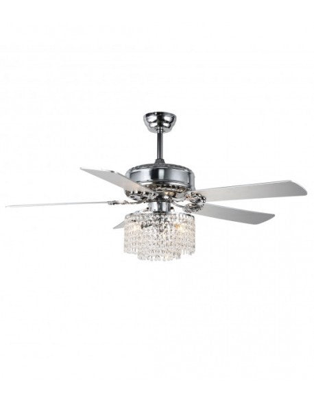 52" Chrome Crystal Drum Shade Reversible Ceiling Fan with Light and Remote