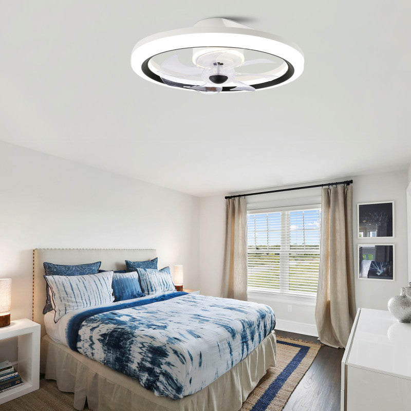 DC2005-BellaDepot 19" Urban City Flush Mount Reversible Ceiling Fan with LED Dimmable Light and Remote