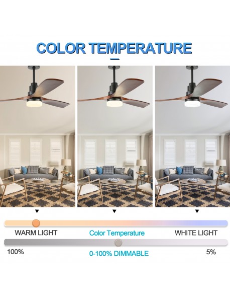 52'' Classic LED Ceiling Fan with Light Kit and Remote, Reversible Fan