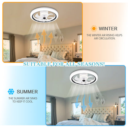 20" Smart App Control LED White Ceiling Fan with Light and Remote, 6-Speed
