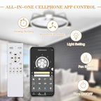 28 Inch Modern Black/Gold Smart Flush Mount Ceiling Fan with Dimmable LED Light and Remote, 6 Speeds DC Motor Low Profile Ceiling Fan