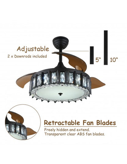 36 in. LED Indoor Crystal Retractable Ceiling Fan with Light Kit and Remote Control