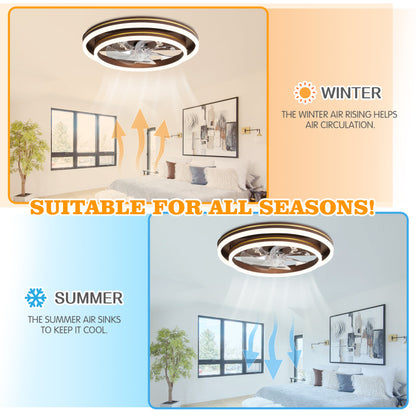 20 in. Low Profile LED Ceiling Fan with Light and Smart App Remote Control Flush Mount