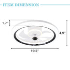 19 Inch Modern Flush Mount Ceiling Fan with LED Light and Remote, 6 Speeds DC Motor Reversible Bladeless Ceiling Fan for Bedroom