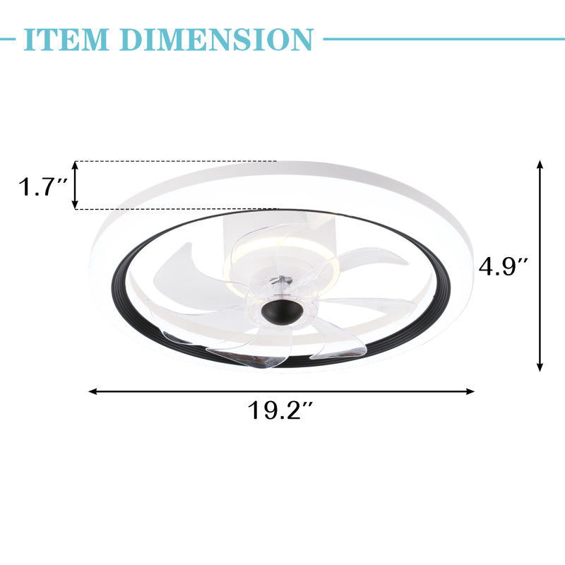 DC2005-BellaDepot 19" Urban City Flush Mount Reversible Ceiling Fan with LED Dimmable Light and Remote