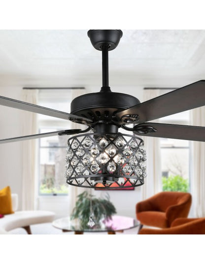 52'' Ezra 5 - Blade Crystal Ceiling Fan with Remote Control and Light Kit Included